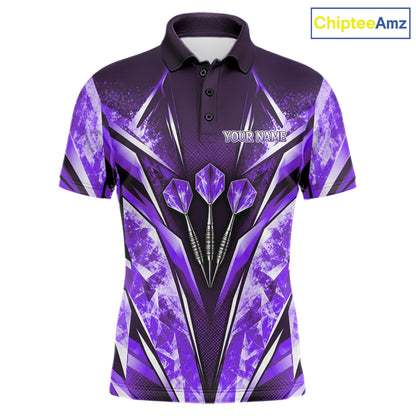 Personalized Purple Dartboard Icy Darts Shirts For Men Custom Darts Team Jersey Polo & 1/4 Zip TDM8082