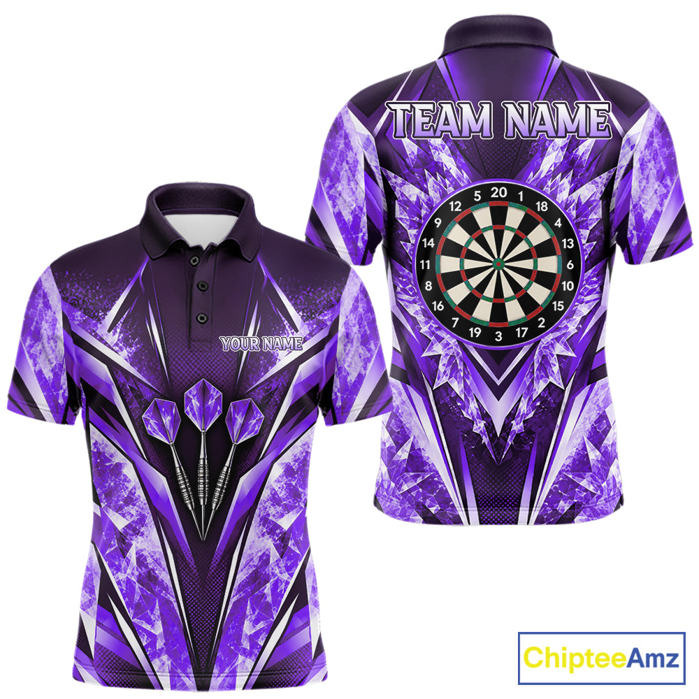 Personalized Purple Dartboard Icy Darts Shirts For Men Custom Darts Team Jersey Polo & 1/4 Zip TDM8082