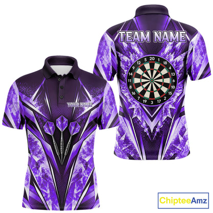 Personalized Purple Dartboard Icy Darts Shirts For Men Custom Darts Team Jersey Polo & 1/4 Zip TDM8082