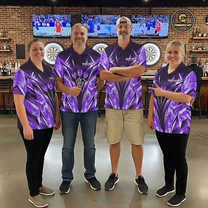 Personalized Purple Dartboard Icy Darts Shirts For Men Custom Darts Team Jersey Polo & 1/4 Zip TDM8082
