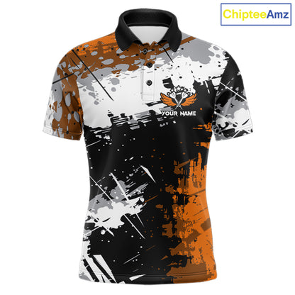Orange Grunge Paint Splash Dart Shirts For Men Custom Darts Jersey Team Polo & Quarter Zip TDM8090