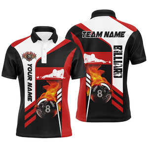 Snooker 8 Ball In Flames Personalized Name Billiard Men Polo Shirts Custom Pool Player Shirts TDM0679