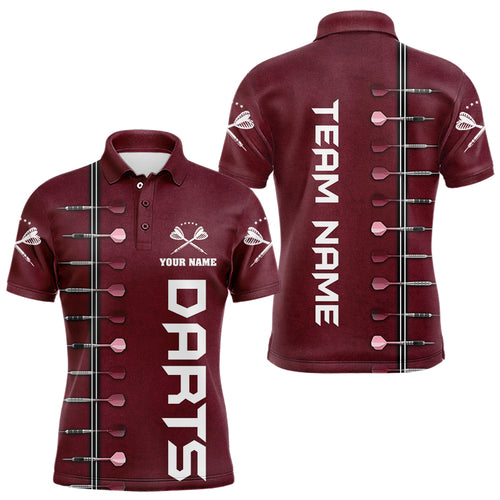 Personalized Wine Red Dart Polo & Quarter Zip Shirts For Men Custom Dart Jerseys Dart Team Shirt TDM3132