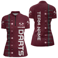 Load image into Gallery viewer, Personalized Wine Red Dart Polo &amp; Quarter Zip Shirts For Women Custom Dart Jerseys Dart Team Shirt TDM3132