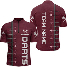 Load image into Gallery viewer, Personalized Wine Red Dart Polo &amp; Quarter Zip Shirts For Men Custom Dart Jerseys Dart Team Shirt TDM3132