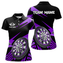 Load image into Gallery viewer, Purple Black Custom Dart Shirts For Women, Personalized 3D Darts Board Dart Jerseys Polo &amp; 1/4 Zip TDM3141