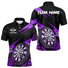 Load image into Gallery viewer, Purple Black Custom Dart Shirts For Men, Personalized 3D Darts Board Dart Jerseys Polo &amp; 1/4 Zip TDM3141