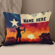 Load image into Gallery viewer, Personalized Texas Flag Archery Pillow, Patriotic Pillow Gift For Archer TDM0864
