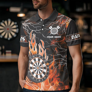 Orange Dart Board Fire Flame Custom Eagle Dart Shirts For Men, Thunder Lightning Dart Team Jerseys TDM3373