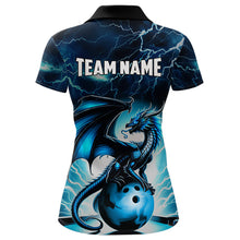 Load image into Gallery viewer, Blue Thunder Lightning Custom Dragon Bowling Shirts For Women, Bowling Team Jerseys Polo &amp; 1/4 Zip TDM3678
