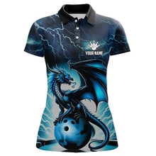 Load image into Gallery viewer, Blue Thunder Lightning Custom Dragon Bowling Shirts For Women, Bowling Team Jerseys Polo &amp; 1/4 Zip TDM3678