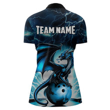 Load image into Gallery viewer, Blue Thunder Lightning Custom Dragon Bowling Shirts For Women, Bowling Team Jerseys Polo &amp; 1/4 Zip TDM3678