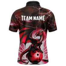 Load image into Gallery viewer, Red Thunder Lightning Custom Dragon Bowling Shirts For Men, Bowling Team Jerseys Polo &amp; 1/4 Zip TDM3679