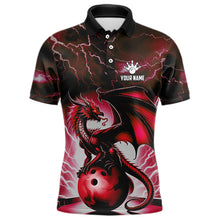 Load image into Gallery viewer, Red Thunder Lightning Custom Dragon Bowling Shirts For Men, Bowling Team Jerseys Polo &amp; 1/4 Zip TDM3679