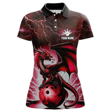 Load image into Gallery viewer, Red Thunder Lightning Custom Dragon Bowling Shirts For Women, Bowling Team Jerseys Polo &amp; 1/4 Zip TDM3679
