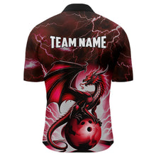 Load image into Gallery viewer, Red Thunder Lightning Custom Dragon Bowling Shirts For Men, Bowling Team Jerseys Polo &amp; 1/4 Zip TDM3679