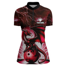 Load image into Gallery viewer, Red Thunder Lightning Custom Dragon Bowling Shirts For Women, Bowling Team Jerseys Polo &amp; 1/4 Zip TDM3679