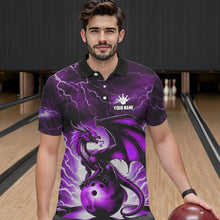 Load image into Gallery viewer, Purple Thunder Lightning Custom Dragon Bowling Shirts For Men, Bowling Team Jerseys Polo &amp; 1/4 Zip TDM3680