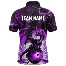 Load image into Gallery viewer, Purple Thunder Lightning Custom Dragon Bowling Shirts For Men, Bowling Team Jerseys Polo &amp; 1/4 Zip TDM3680