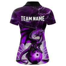 Load image into Gallery viewer, Purple Thunder Lightning Custom Dragon Bowling Shirts For Women, Bowling Team Jerseys Polo &amp; 1/4 Zip TDM3680