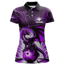 Load image into Gallery viewer, Purple Thunder Lightning Custom Dragon Bowling Shirts For Women, Bowling Team Jerseys Polo &amp; 1/4 Zip TDM3680