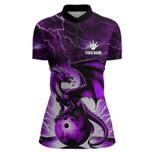 Load image into Gallery viewer, Purple Thunder Lightning Custom Dragon Bowling Shirts For Women, Bowling Team Jerseys Polo &amp; 1/4 Zip TDM3680