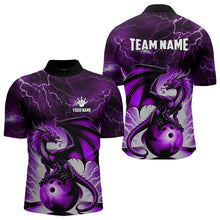 Load image into Gallery viewer, Purple Thunder Lightning Custom Dragon Bowling Shirts For Men, Bowling Team Jerseys Polo &amp; 1/4 Zip TDM3680