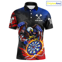 Load image into Gallery viewer, Patriotic American Flag Eagle Flame Darts Shirt For Men Custom Darts Jersey Team Polo &amp; 1/4 Zip TDM6012