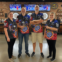 Load image into Gallery viewer, Patriotic American Flag Eagle Flame Darts Shirt For Men Custom Darts Jersey Team Polo &amp; 1/4 Zip TDM6012