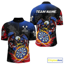 Load image into Gallery viewer, Patriotic American Flag Eagle Flame Darts Shirt For Men Custom Darts Jersey Team Polo &amp; 1/4 Zip TDM6012