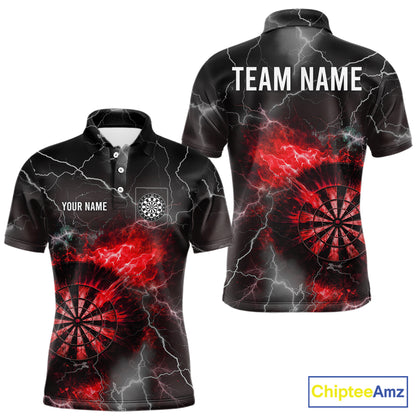 Custom Lightning Flame Red Dart Shirt For Men, Darts Jersey Pocket Option TDM6020