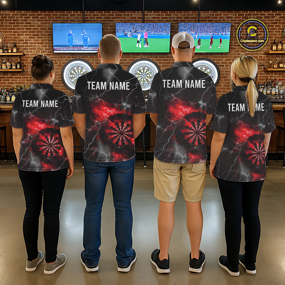 Custom Lightning Flame Red Dart Shirt For Women, Darts Jersey Pocket Option TDM6020
