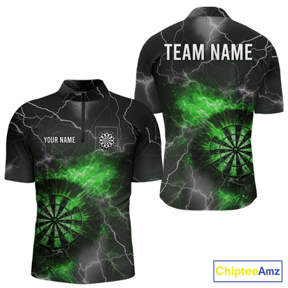 Custom Lightning Flame Green Dart Shirt For Men, Darts Jersey Pocket Option TDM6021