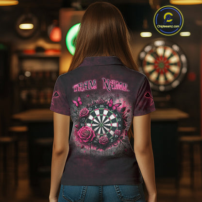 Personalized Skeleton And Roses Gothic Romance Dart Shirts For Women, Dart Jersey Outfit, Dart Gifts TDM3834