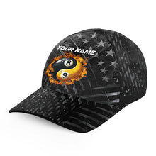 Load image into Gallery viewer, Custom Black US Flag Ying And Yang 8 Ball &amp; 9 Ball Billiard Hat, Personalized Pool Baseball Cap TDM3952