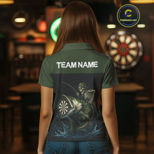 Load image into Gallery viewer, Funny Skeleton Fishing Darts Shirt For Women, Darts Jersey With Pocket Option TDM3953