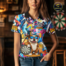 Load image into Gallery viewer, Funny Bulldog Colorful Graffiti Darts Shirt For Women Custom Darts Team Jersey Polo &amp; 1/4 Zip TDM6464
