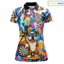 Load image into Gallery viewer, Funny Bulldog Colorful Graffiti Darts Shirt For Women Custom Darts Team Jersey Polo &amp; 1/4 Zip TDM6464