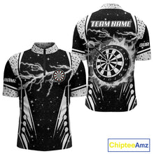 Load image into Gallery viewer, Personalized Thunder Lightning Dart Jersey For Men, Black White Darts Team Shirt Polo &amp; 1/4 Zip TDM4123