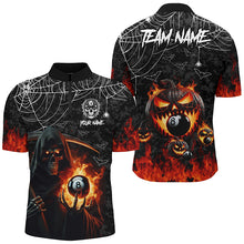 Load image into Gallery viewer, Death Skeleton With Pumpkin Fire Custom Billiard Shirts For Men, Halloween Flame Billiard Shirts TDM2427