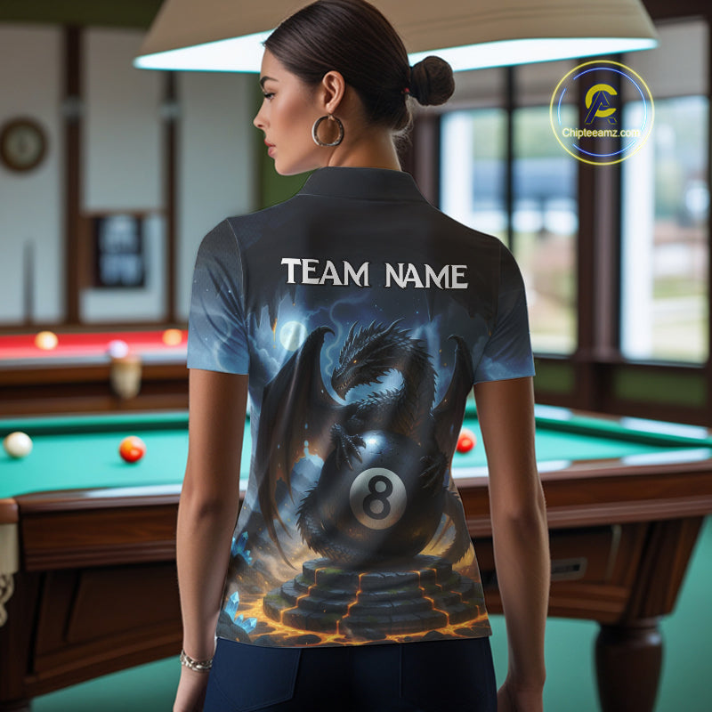 Custom Dragon Billiard Shirt For Women, 8 Ball Pool Jersey Billiard Team Shirt Polo & Quarter Zip TDM4736