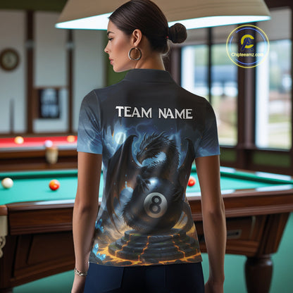 Custom Dragon Billiard Shirt For Women, 8 Ball Pool Jersey Billiard Team Shirt Polo & Quarter Zip TDM4736