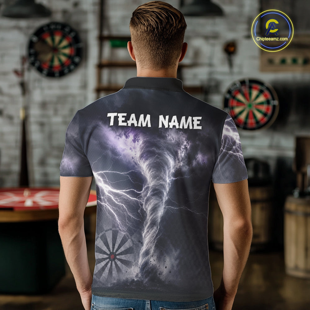 Personalized Thunder Lightning Tornado Darts Shirts For Men Custom Darts Team Jersey Polo, 1/4 Zip TDM7442