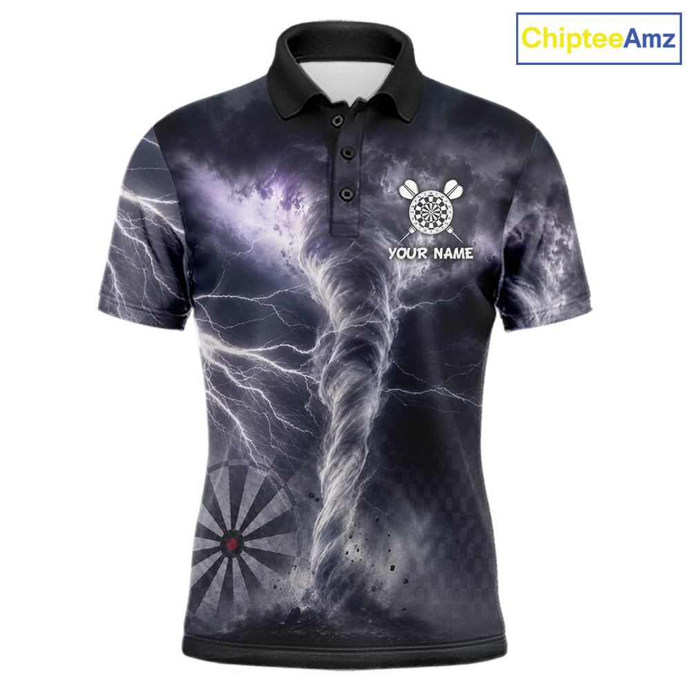 Personalized Thunder Lightning Tornado Darts Shirts For Men Custom Darts Team Jersey Polo, 1/4 Zip TDM7442