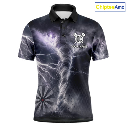 Personalized Thunder Lightning Tornado Darts Shirts For Men Custom Darts Team Jersey Polo, 1/4 Zip TDM7442