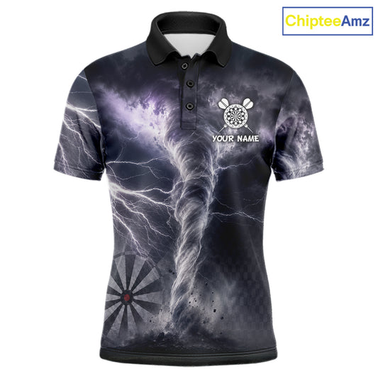 Personalized Thunder Lightning Tornado Darts Shirts For Men Custom Darts Team Jersey Polo, 1/4 Zip TDM7442