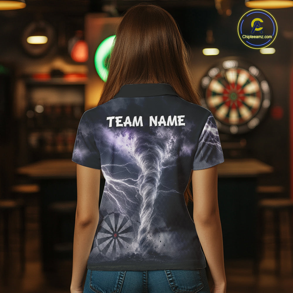 Personalized Thunder Lightning Tornado Darts Shirts For Women Custom Darts Team Jersey Polo, 1/4 Zip TDM7442