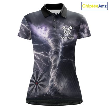 Personalized Thunder Lightning Tornado Darts Shirts For Women Custom Darts Team Jersey Polo, 1/4 Zip TDM7442