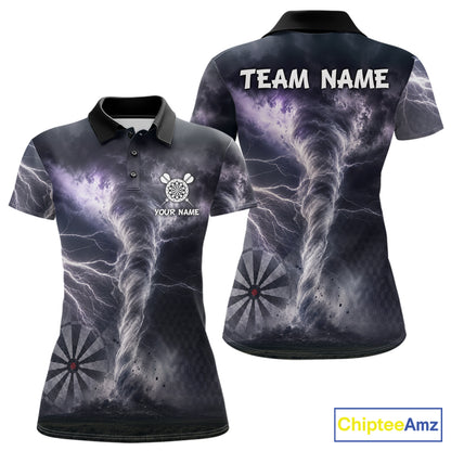 Personalized Thunder Lightning Tornado Darts Shirts For Women Custom Darts Team Jersey Polo, 1/4 Zip TDM7442
