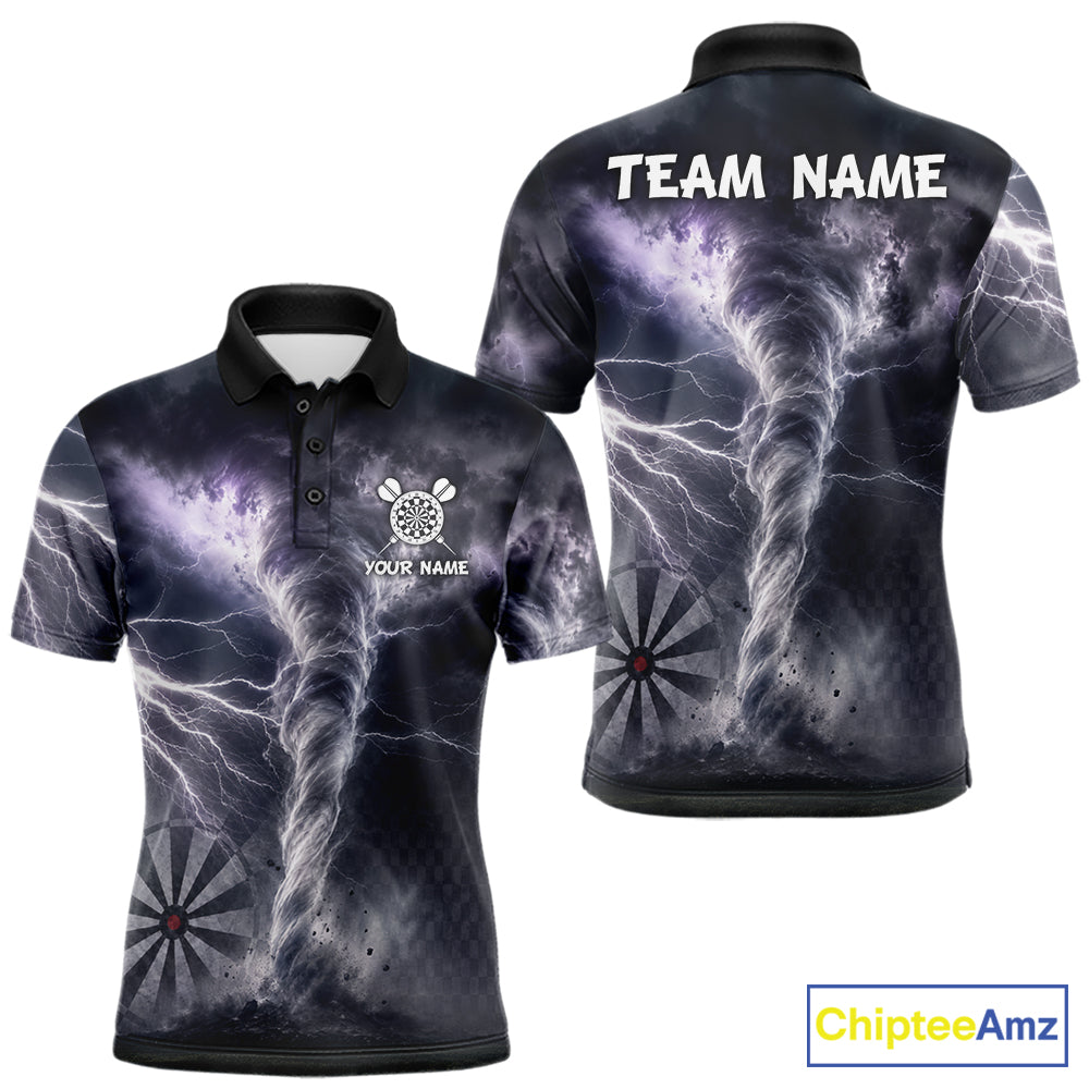 Personalized Thunder Lightning Tornado Darts Shirts For Men Custom Darts Team Jersey Polo, 1/4 Zip TDM7442